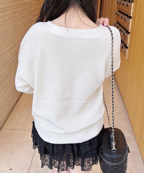 INGNI(イング)の「いろいろ装飾ボタン畦ニットカーディガン(カーディガン/ボレロ・レディース・アイボリー/グレー系その他/サックスブルー/ピンク・M)」の8枚目の写真
