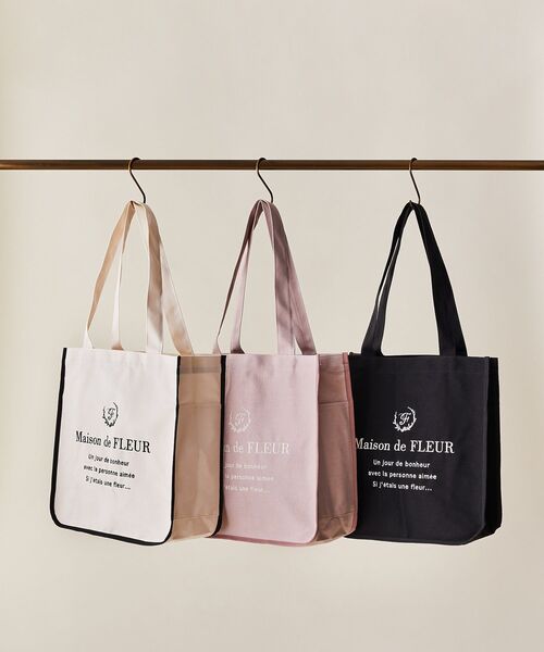 Maison de FLEUR（メゾンドフルール）の「パイピングスクエアトートバッグ（トートバッグ・レディース・ブラック/アイボリー/ライトピンク・FREE）」の9枚目の写真