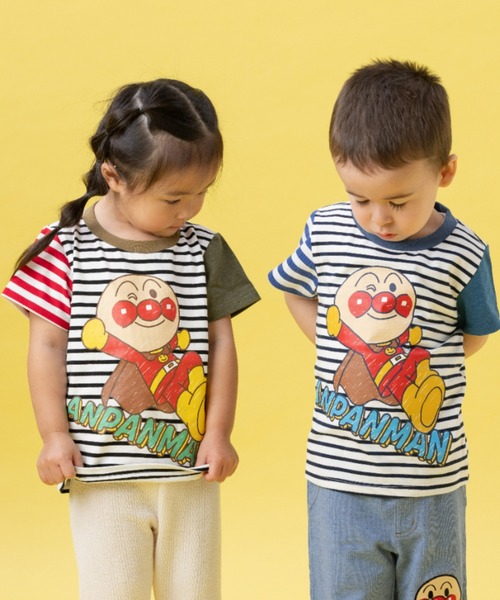セール】アンパンマンボーダー切替Tシャツ（Tシャツ/カットソー