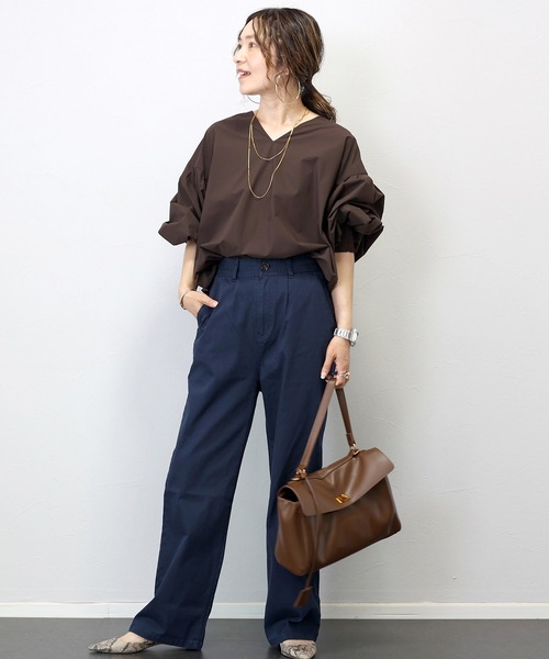Aletta vita(アレッタビータ)の「綿ツイルワイドパンツ(その他パンツ・レディース・ブラック/ホワイト系その他/ネイビー・S/M/L)」の19枚目の写真