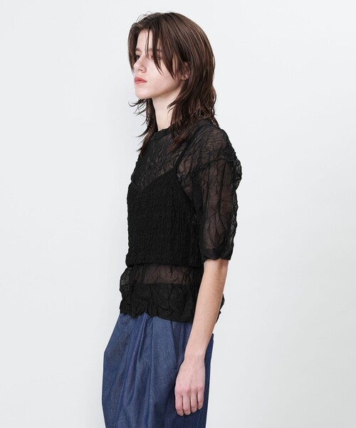 ASTRAET（アストラット）の「＜ASTRAET＞レース ショート キャミソール（キャミソール・レディース・ブラック/ダークグレー・FREE）」の3枚目の写真