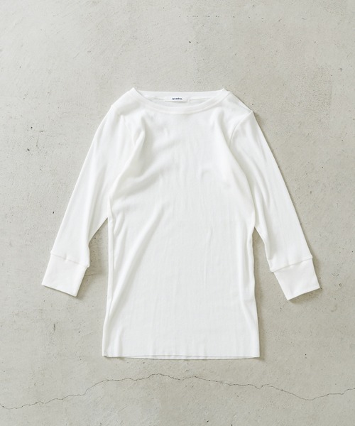 quadro(クオドロ)の「パールコットテレコ7分袖クルー(Tシャツ/カットソー・レディース・チャコール/ライトグレー/オフホワイト・FREE)」の2枚目の写真