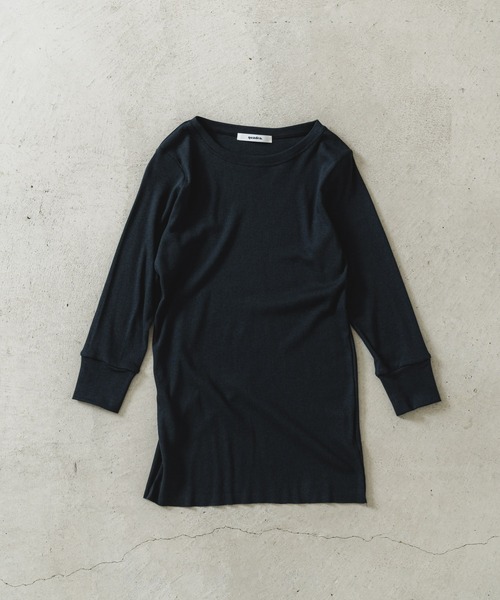 quadro(クオドロ)の「パールコットテレコ7分袖クルー(Tシャツ/カットソー・レディース・チャコール/ライトグレー/オフホワイト・FREE)」の6枚目の写真