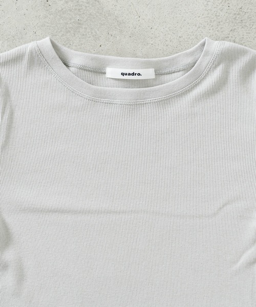 quadro(クオドロ)の「パールコットテレコ7分袖クルー(Tシャツ/カットソー・レディース・チャコール/ライトグレー/オフホワイト・FREE)」の7枚目の写真