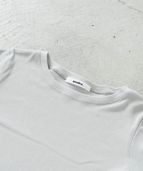 quadro(クオドロ)の「パールコットテレコ7分袖クルー(Tシャツ/カットソー・レディース・チャコール/ライトグレー/オフホワイト・FREE)」の8枚目の写真