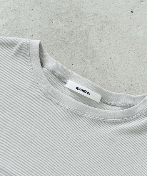 quadro(クオドロ)の「パールコットテレコ7分袖クルー(Tシャツ/カットソー・レディース・チャコール/ライトグレー/オフホワイト・FREE)」の9枚目の写真