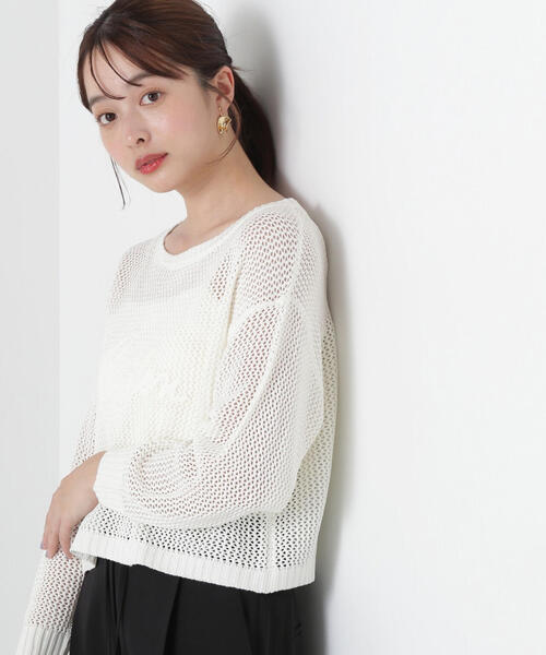PROPORTION BODY DRESSING(プロポーションボディドレッシング)の「コード刺繍入りメッシュニット / 1215170315(ニット/セーター・レディース・ピンク/ホワイト/グレー・FREE)」の12枚目の写真