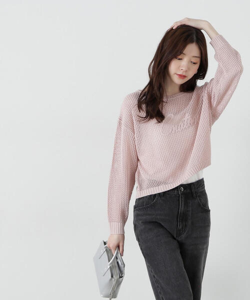 PROPORTION BODY DRESSING(プロポーションボディドレッシング)の「コード刺繍入りメッシュニット / 1215170315(ニット/セーター・レディース・ピンク/ホワイト/グレー・FREE)」の19枚目の写真
