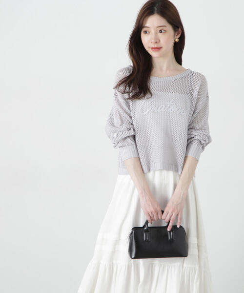 PROPORTION BODY DRESSING(プロポーションボディドレッシング)の「コード刺繍入りメッシュニット / 1215170315(ニット/セーター・レディース・ピンク/ホワイト/グレー・FREE)」の1枚目の写真