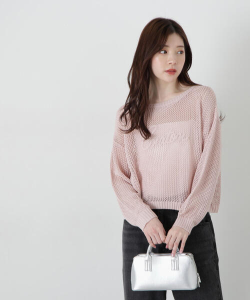 PROPORTION BODY DRESSING(プロポーションボディドレッシング)の「コード刺繍入りメッシュニット / 1215170315(ニット/セーター・レディース・ピンク/ホワイト/グレー・FREE)」の3枚目の写真