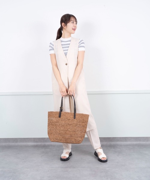 Rivel(リヴェル)の「【Rabarany】かごバッグ ラフィア素材 レザーハンドル ハンドメイド トートバッグ(かごバッグ・レディース・チャコールグレー/ダークブラウン/ブラック・FREE)」の12枚目の写真