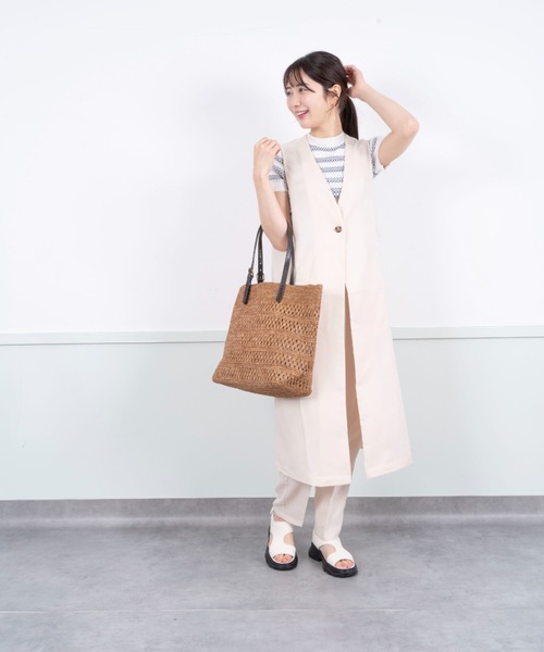 Rivel(リヴェル)の「【Rabarany】かごバッグ ラフィア素材 レザーハンドル ハンドメイド トートバッグ(かごバッグ・レディース・チャコールグレー/ダークブラウン/ブラック・FREE)」の13枚目の写真