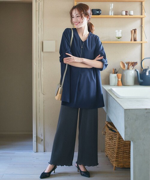ブラウス シャツ ストレッチタフタタックチュニックブラウス レディース ストレッチタフタタックチュニックブラウス（シャツ/ブラウス