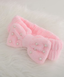 【float】ふわふわ もこもこ パール リボン ヘアバンド【11色展開】