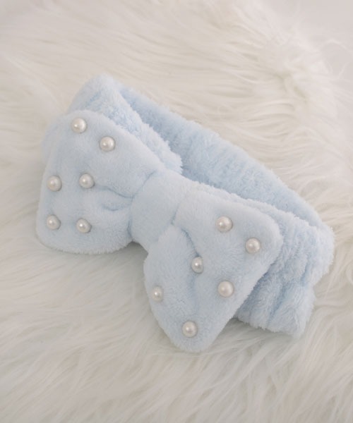 VIBGYOR Women（ヴィブジョー　ウィメン）の「【float】ふわふわ もこもこ パール リボン ヘアバンド【11色展開】（ヘアバンド・レディース・ホワイト/ピンク/コーラルピンク/ライトパープル/イエロー/グレイッシュベージュ/ライトブルー/ベビーピンク/ライトピンク/スモークピンク/グレー・FREE）」の5枚目の写真