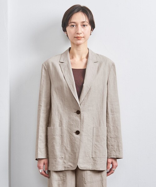 極美品☆定価4万　ユナイテッドアローズ リネン テーラードジャケット ベージュ UNITED ARROWS（ユナイテッドアローズ）の「＜UNITED ARROWS