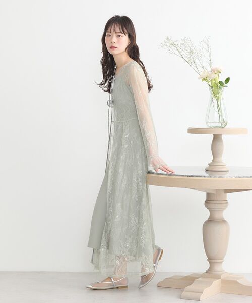 earth music&ecology（アースミュージックアンドエコロジー）の「SET2点レースワンピース＋キャミワンピース（ワンピース・レディース・ピンク/ブラック/ミント・S/M）」の5枚目の写真