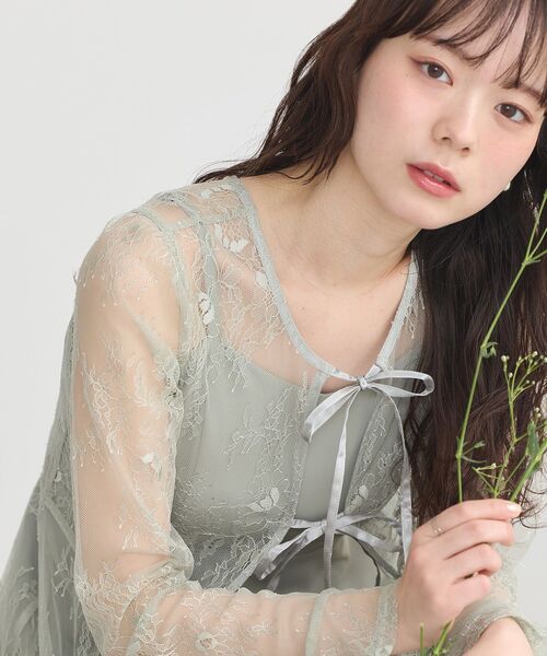 earth music&ecology（アースミュージックアンドエコロジー）の「SET2点レースワンピース＋キャミワンピース（ワンピース・レディース・ピンク/ブラック/ミント・S/M）」の10枚目の写真