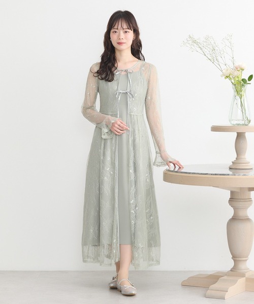 earth music&ecology（アースミュージックアンドエコロジー）の「SET2点レースワンピース＋キャミワンピース（ワンピース・レディース・ピンク/ブラック/ミント・S/M）」の2枚目の写真