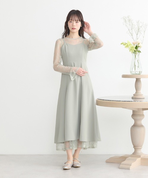 earth music&ecology（アースミュージックアンドエコロジー）の「SET2点レースワンピース＋キャミワンピース（ワンピース・レディース・ピンク/ブラック/ミント・S/M）」の9枚目の写真