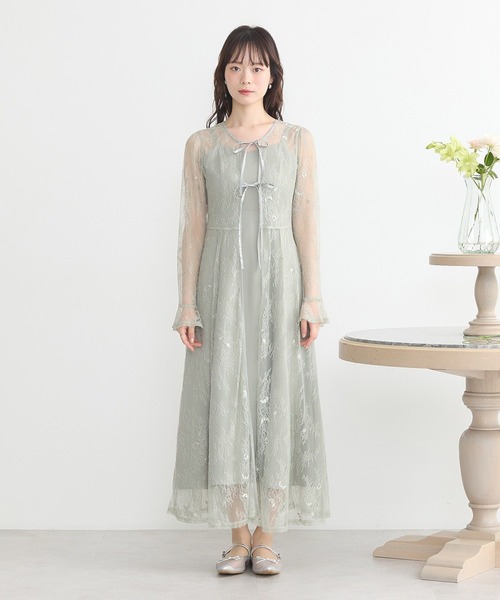 earth music&ecology（アースミュージックアンドエコロジー）の「SET2点レースワンピース＋キャミワンピース（ワンピース・レディース・ピンク/ブラック/ミント・S/M）」の13枚目の写真