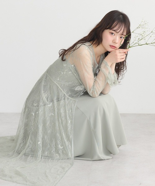 earth music&ecology（アースミュージックアンドエコロジー）の「SET2点レースワンピース＋キャミワンピース（ワンピース・レディース・ピンク/ブラック/ミント・S/M）」の4枚目の写真