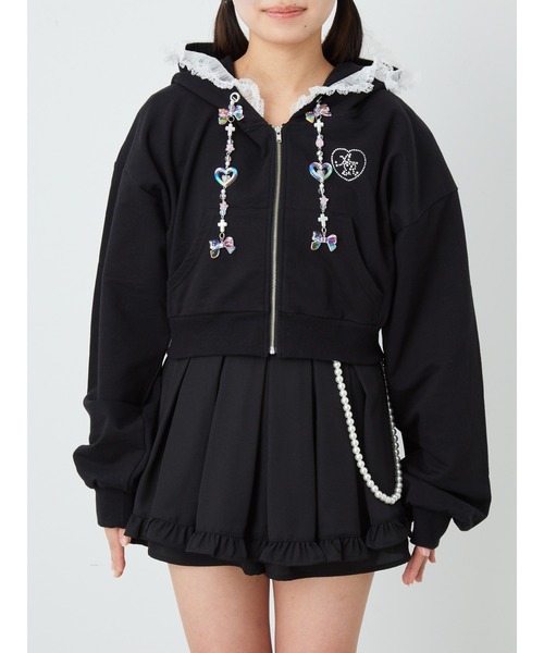 Ank Rouge(アンクルージュ)の「キラキラリボンプリンセスパーカー(Tシャツ/カットソー・レディース・ブラック/ホワイト/ピンク・M)」の7枚目の写真