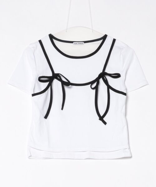 LAC-VERT(ラック・ヴェール)の「レイヤード風ドッキングトップス(Tシャツ/カットソー・レディース・ブラック/グレー/ホワイト・FREE)」の2枚目の写真