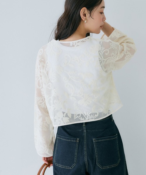 coca(coca)(コカ)の「【WEB限定セール】フロッキーレースリボンカーディガン(カーディガン/ボレロ・レディース・アイボリー・L/M)」の12枚目の写真