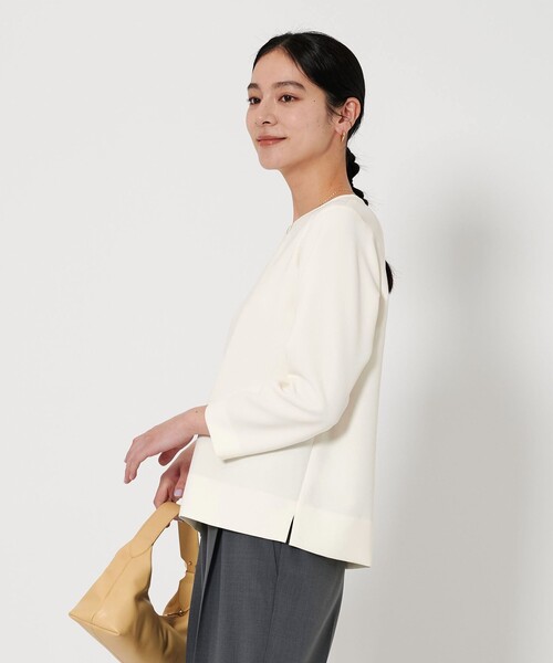 BEAUTY&YOUTH UNITED ARROWS（ビューティーアンドユースユナイテッドアローズ）の「ダブルクロス クルーネック ブラウス（シャツ/ブラウス・レディース・ネイビー/オフホワイト/ホワイト・FREE）」の4枚目の写真