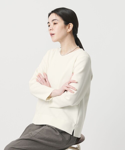 BEAUTY&YOUTH UNITED ARROWS（ビューティーアンドユースユナイテッドアローズ）の「ダブルクロス クルーネック ブラウス（シャツ/ブラウス・レディース・ネイビー/オフホワイト/ホワイト・FREE）」の7枚目の写真