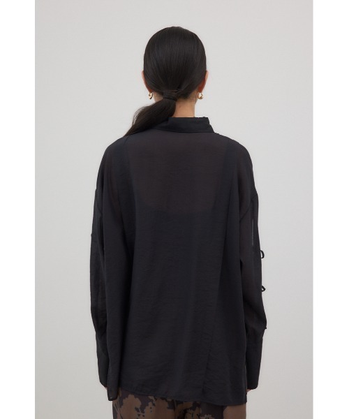 crie conforto（クリーコンフォルト）の「スリーブスラッシュシアーシャツ　羽織り / 長袖（シャツ/ブラウス・レディース・ライトイエロー/アイボリー/ブラック/ブラウン・FREE）」の10枚目の写真