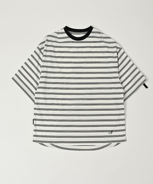 ADAM PATEK（アダムパテック）の「【ADAMPATEK/アダムパテック】rounded border short sleeve T/プリント入りラウンドボーダーTシャツ（Tシャツ/カットソー・メンズ・ブラック/ホワイト・1/2）」の3枚目の写真