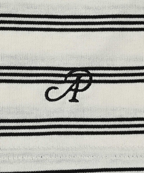 ADAM PATEK（アダムパテック）の「【ADAMPATEK/アダムパテック】rounded border short sleeve T/プリント入りラウンドボーダーTシャツ（Tシャツ/カットソー・メンズ・ブラック/ホワイト・1/2）」の4枚目の写真