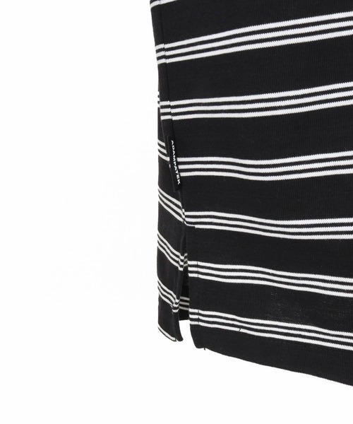 ADAM PATEK（アダムパテック）の「【ADAMPATEK/アダムパテック】rounded border short sleeve T/プリント入りラウンドボーダーTシャツ（Tシャツ/カットソー・メンズ・ブラック/ホワイト・1/2）」の9枚目の写真