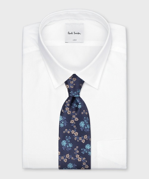 美品 ポールスミス ネクタイ シルク 花柄 ボタニカル柄 フラワータイ ネイビー Paul Smith - ポールスミス ロンドン ブランド ネクタイ
