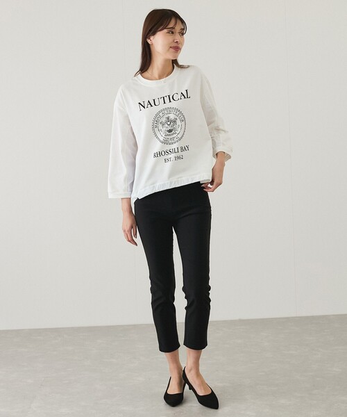 Jayro(ジャイロ)の「ロゴプリント7分袖プルオーバー(Tシャツ/カットソー・レディース・グレー/ホワイト系その他/ブラック・FREE)」の14枚目の写真