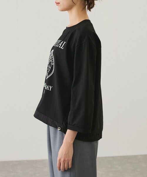 Jayro(ジャイロ)の「ロゴプリント7分袖プルオーバー(Tシャツ/カットソー・レディース・グレー/ホワイト系その他/ブラック・FREE)」の6枚目の写真