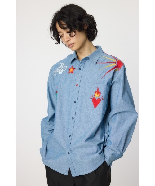 RODEO CROWNS WIDE BOWL（ロデオクラウンズワイドボウル）の「クリアースカイシャツ（シャツ/ブラウス・メンズ・ブラック/ライトブルー・MEDIUM/LARGE）」の21枚目の写真