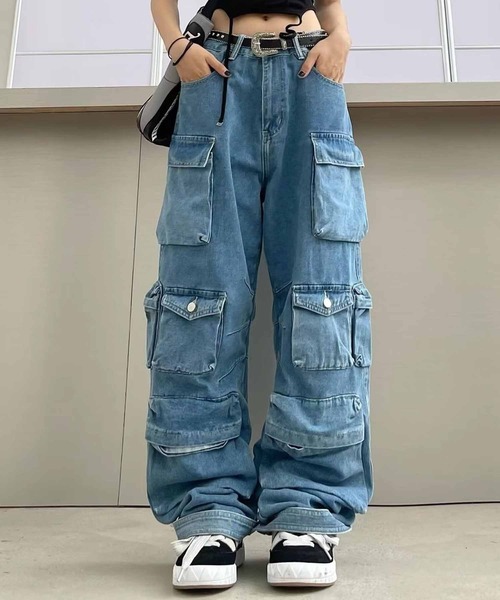 TopIsm(トップイズム)の「【2025】ヴィンテージ加工 マルチポケットワイドストレートデニムパンツ(デニムパンツ・メンズ・ブルー・M/L)」の1枚目の写真