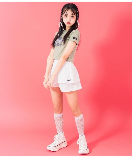 ANAP GｉRL（アナップガール）の「ティアードスカート（スカート・キッズ・オフホワイト/ブラック・M/S/XS）」の3枚目の写真