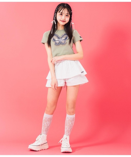 ANAP GｉRL（アナップガール）の「ティアードスカート（スカート・キッズ・オフホワイト/ブラック・M/S/XS）」の5枚目の写真