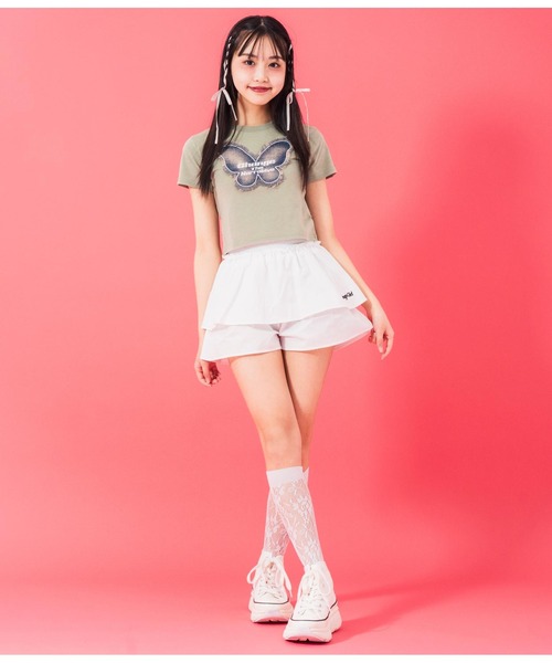 ANAP GｉRL（アナップガール）の「ティアードスカート（スカート・キッズ・オフホワイト/ブラック・M/S/XS）」の4枚目の写真