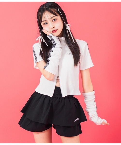 ANAP GｉRL（アナップガール）の「ティアードスカート（スカート・キッズ・オフホワイト/ブラック・M/S/XS）」の17枚目の写真