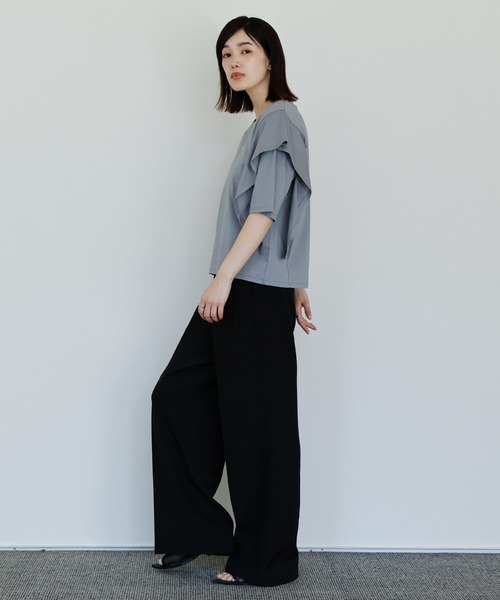 select MOCA Et(セレクトモカエト)の「【Et】Flared Double Sleeve Tops(Tシャツ/カットソー・レディース・ブラック/グレー・FREE)」の7枚目の写真