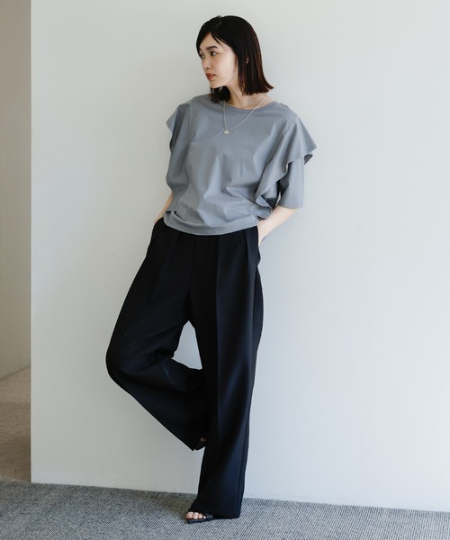 select MOCA Et(セレクトモカエト)の「【Et】Flared Double Sleeve Tops(Tシャツ/カットソー・レディース・ブラック/グレー・FREE)」の10枚目の写真