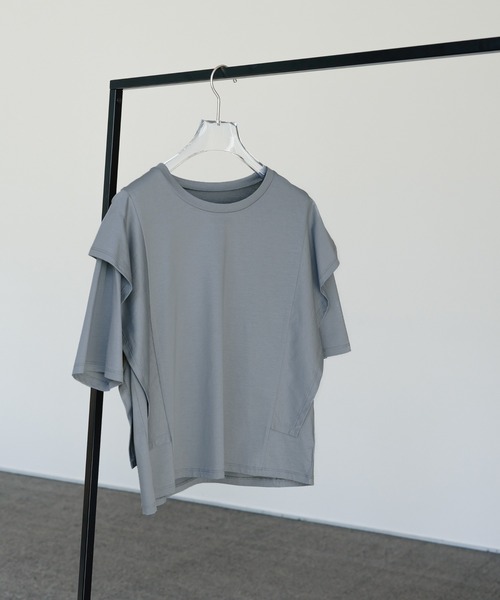 select MOCA Et(セレクトモカエト)の「【Et】Flared Double Sleeve Tops(Tシャツ/カットソー・レディース・ブラック/グレー・FREE)」の13枚目の写真