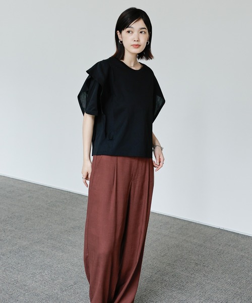 select MOCA Et(セレクトモカエト)の「【Et】Flared Double Sleeve Tops(Tシャツ/カットソー・レディース・ブラック/グレー・FREE)」の16枚目の写真