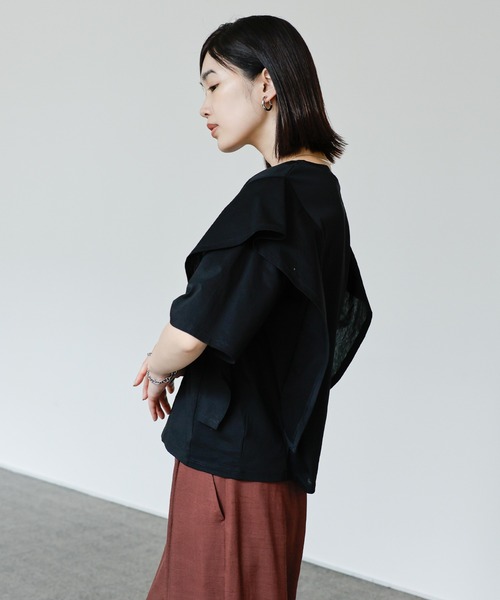 select MOCA Et(セレクトモカエト)の「【Et】Flared Double Sleeve Tops(Tシャツ/カットソー・レディース・ブラック/グレー・FREE)」の17枚目の写真