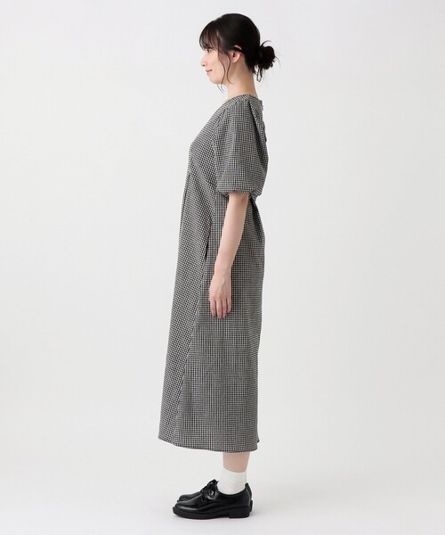 Afternoon Tea(アフタヌーンティー)の「サッカーチェックVネックワンピース(ワンピース・レディース・ホワイト/ブルー・MEDIUM)」の4枚目の写真